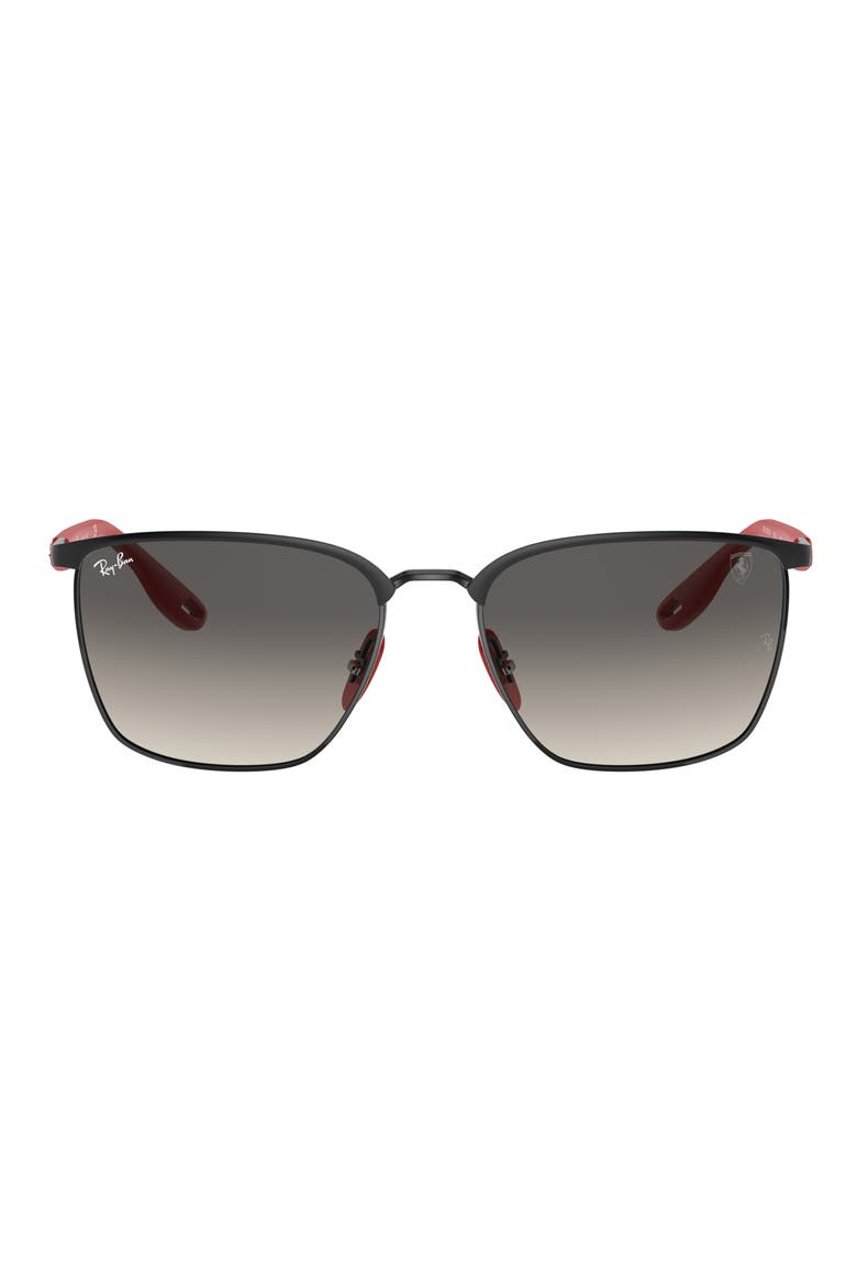 x Ferrari Scuderia 56mm Square Sunglasses, Main, color, MATTE BLACK