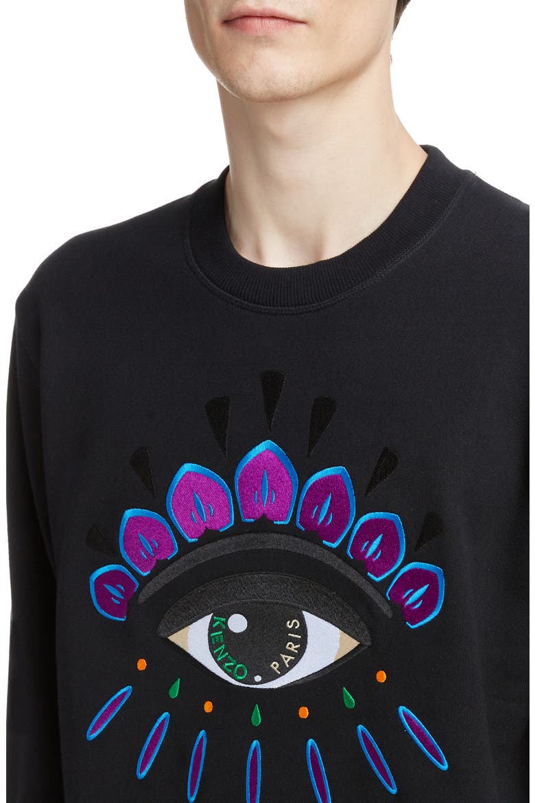 Embroidered Eye Sweatshirt, Alternate, color, BLACK/ FUSCHIA