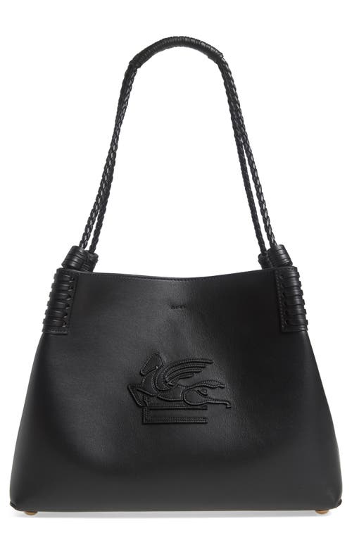 Etro Small Libra Pegaso Patch Tote Bag In N0000 Black