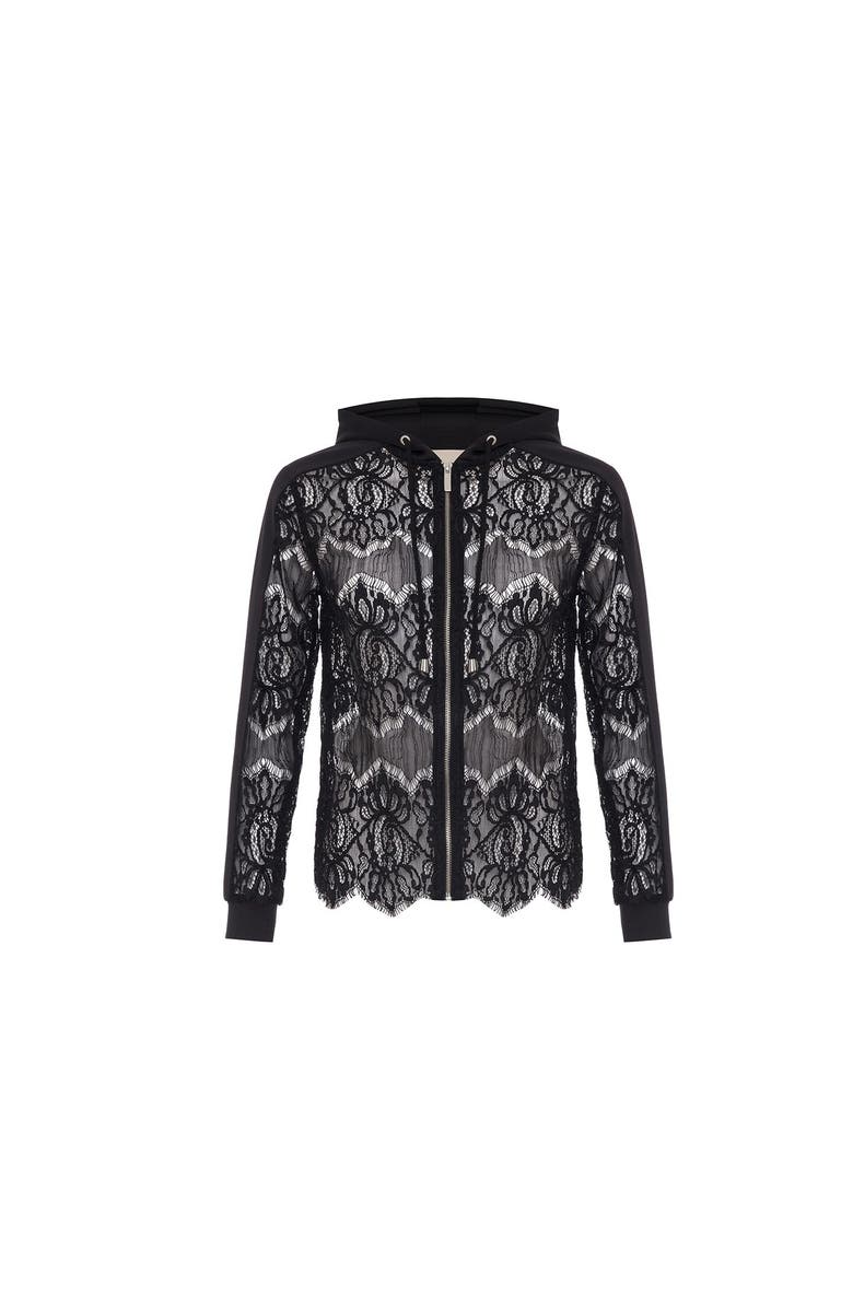 THEO The Label Calliope Lace Shrug Hoodie, Main, color,