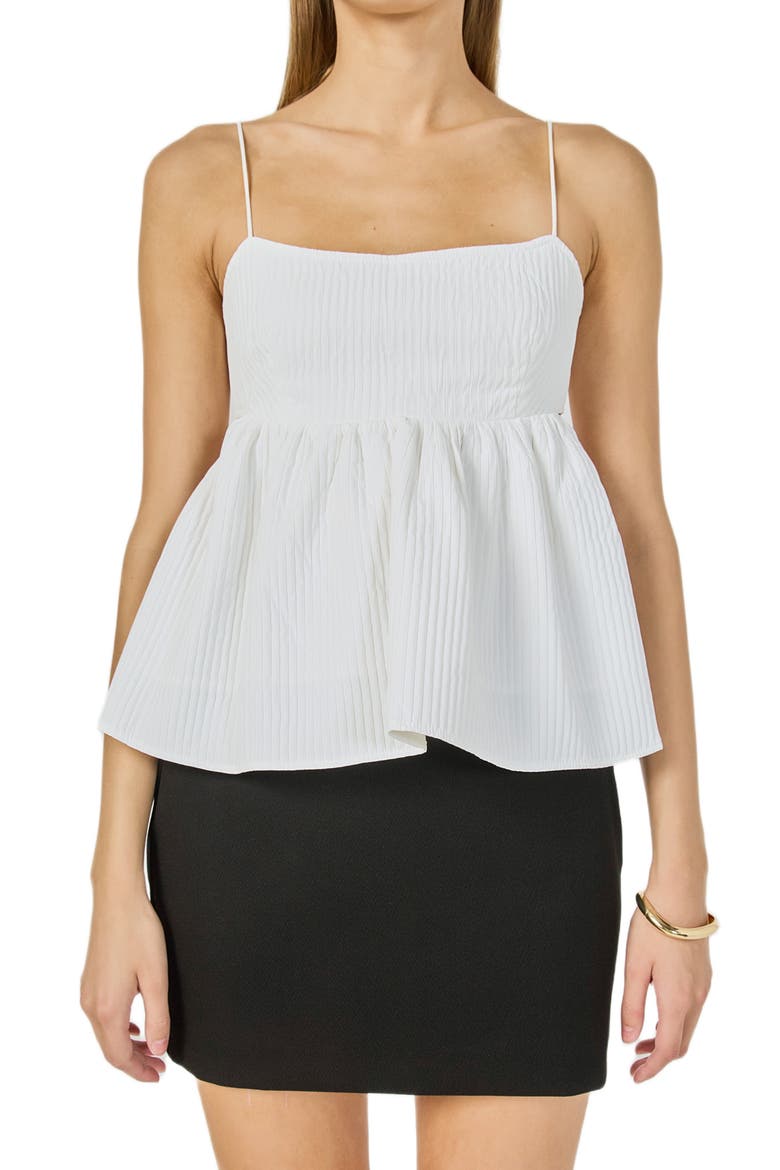 Tie Back Bubble Hem Tank, Main, color, WHITE