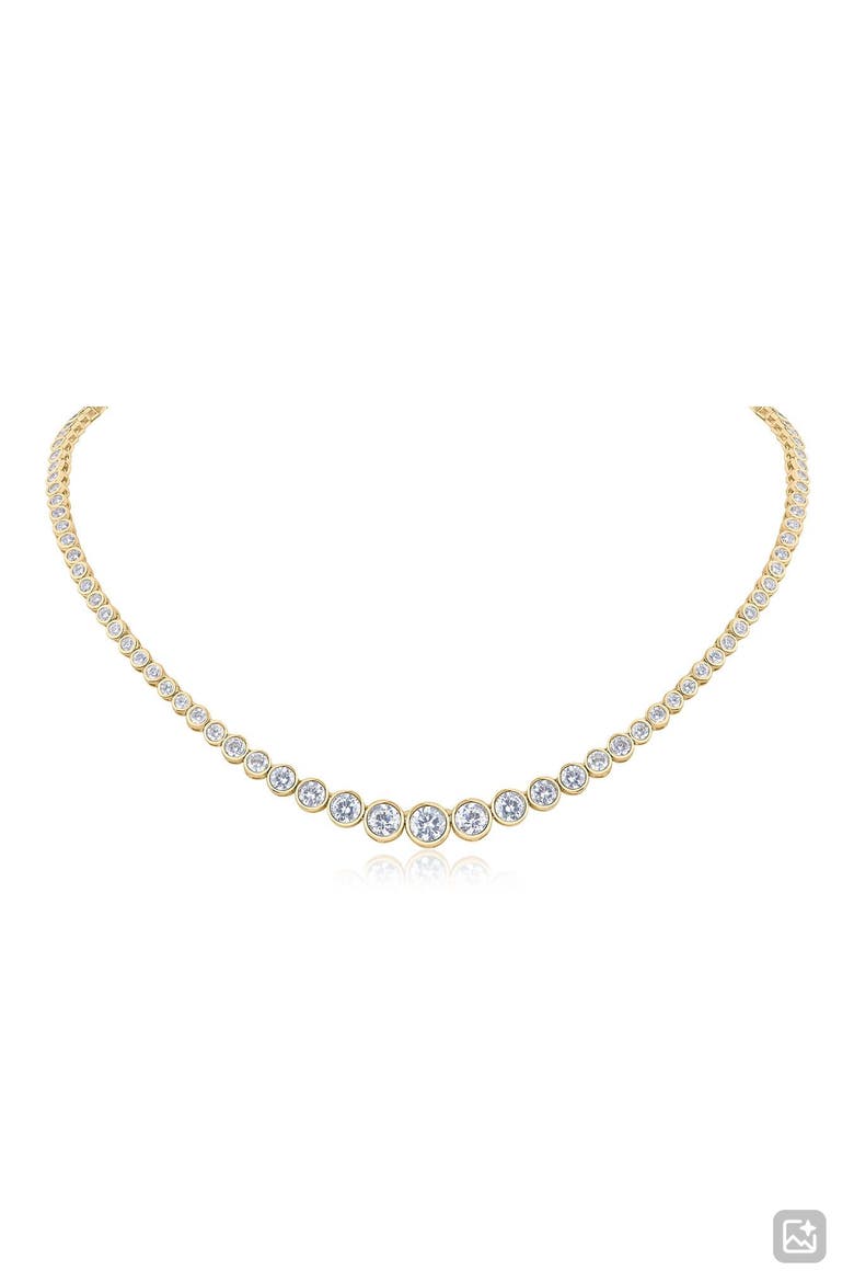 Graduated Bezel Cubic Zirconia Tennis Necklace, Main, color, GOLD PLATED