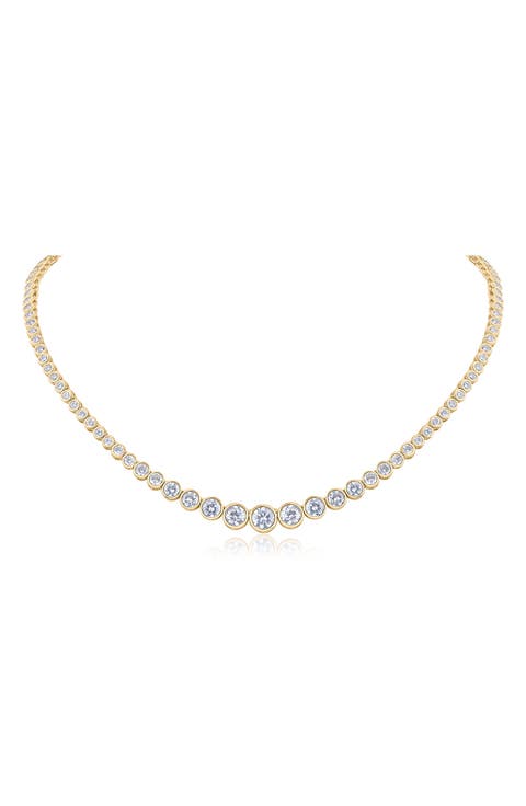 Graduated Bezel Cubic Zirconia Tennis Necklace