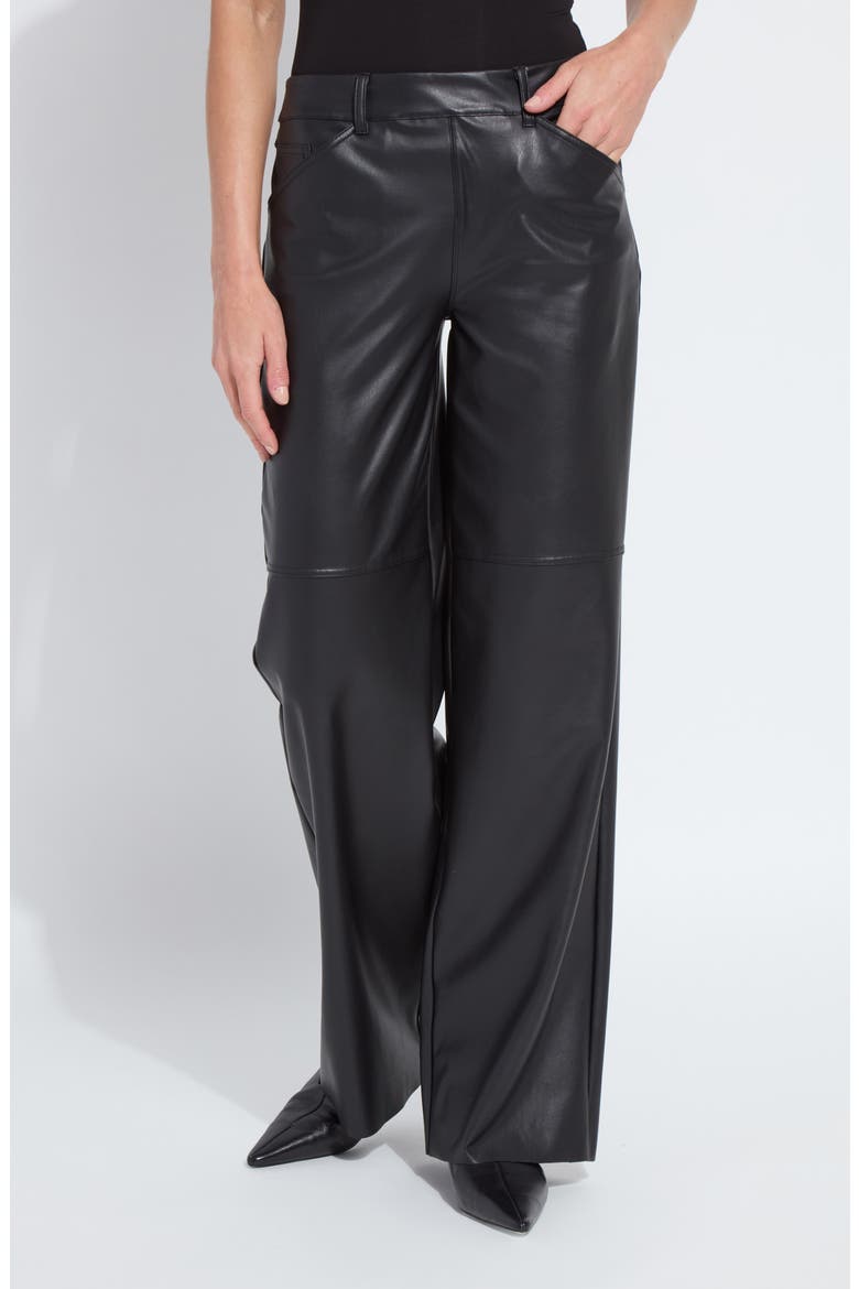 Azara Wide Leg Faux Leather Pants, Main, color, BLACK
