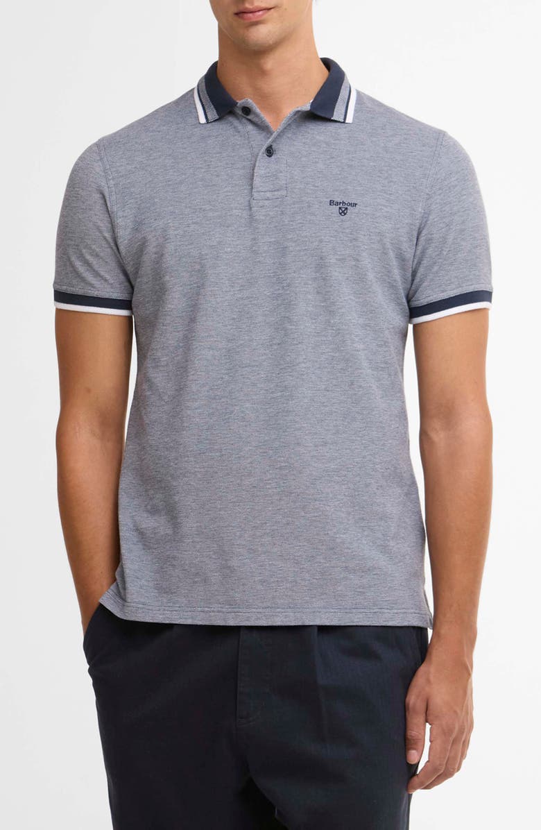 Barbour Castleford Tailored Fit Cotton Piqué Polo, Main, color, Navy