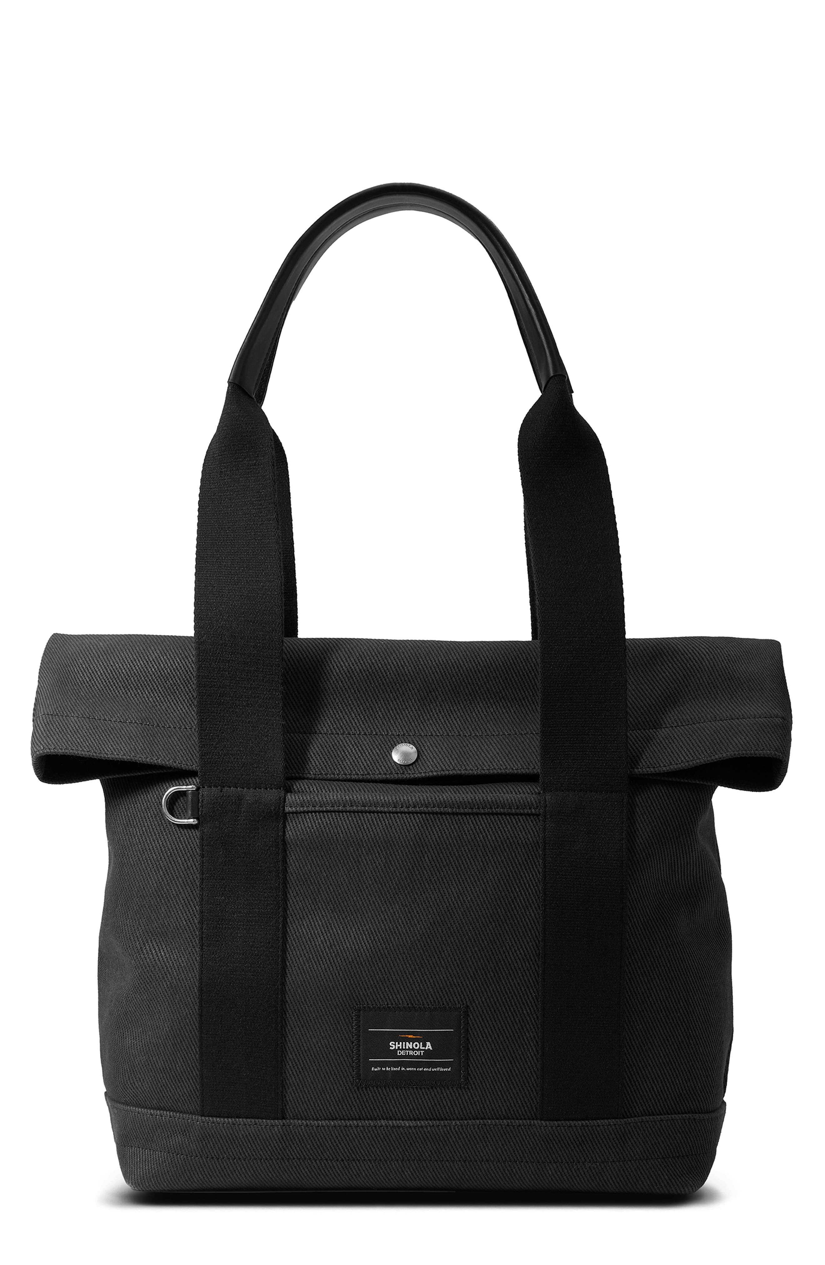 Runabout Canvas Foldover Tote, Main, color, BLACK
