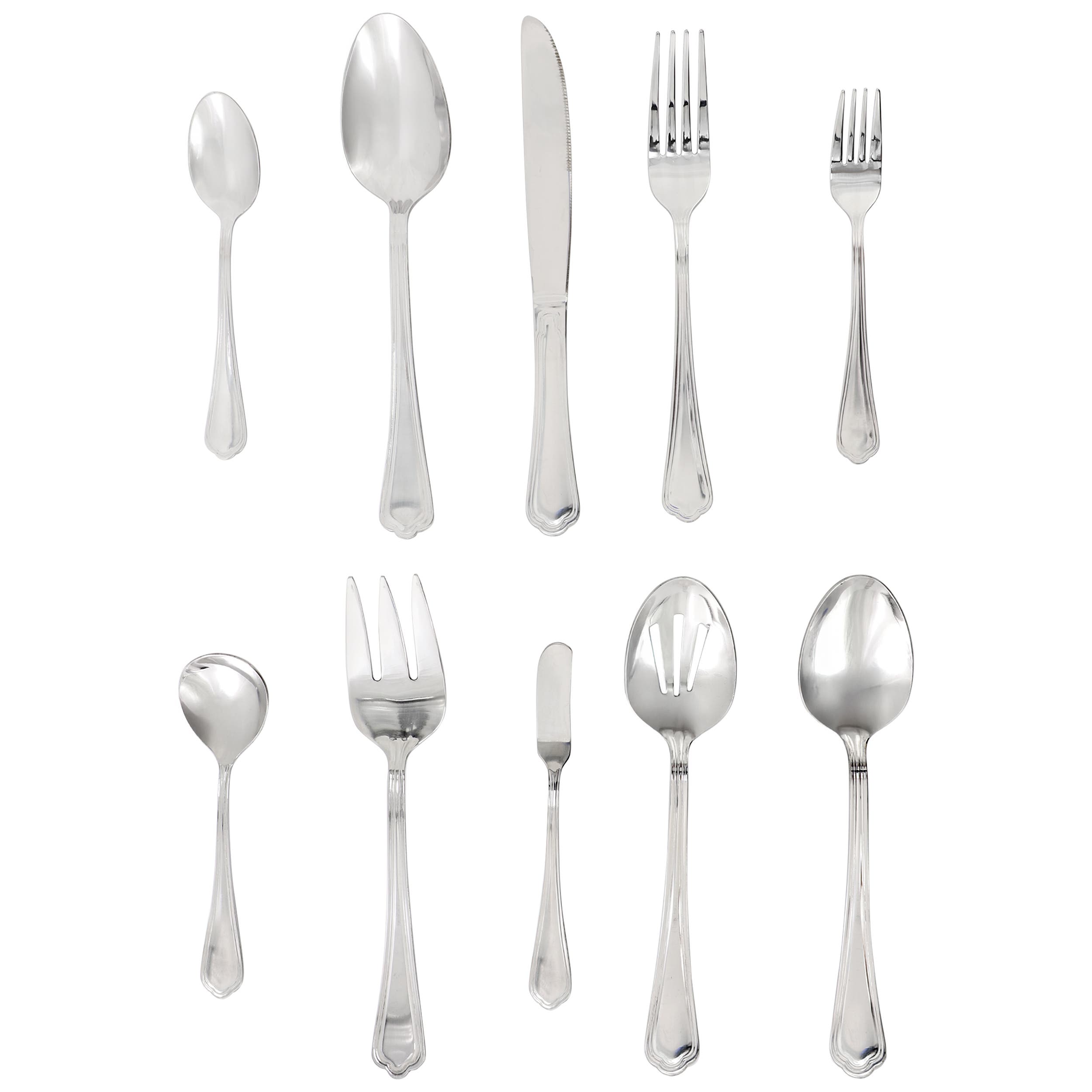 Gibson Home 45 Piece Stainless Steel Flatware And Serving Set In Silver