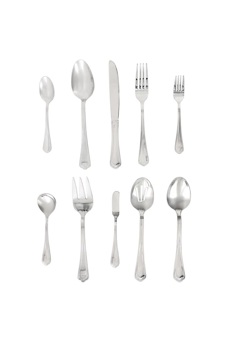 45 Piece Stainless Steel Flatware and Serving Set, Main, color, Silver