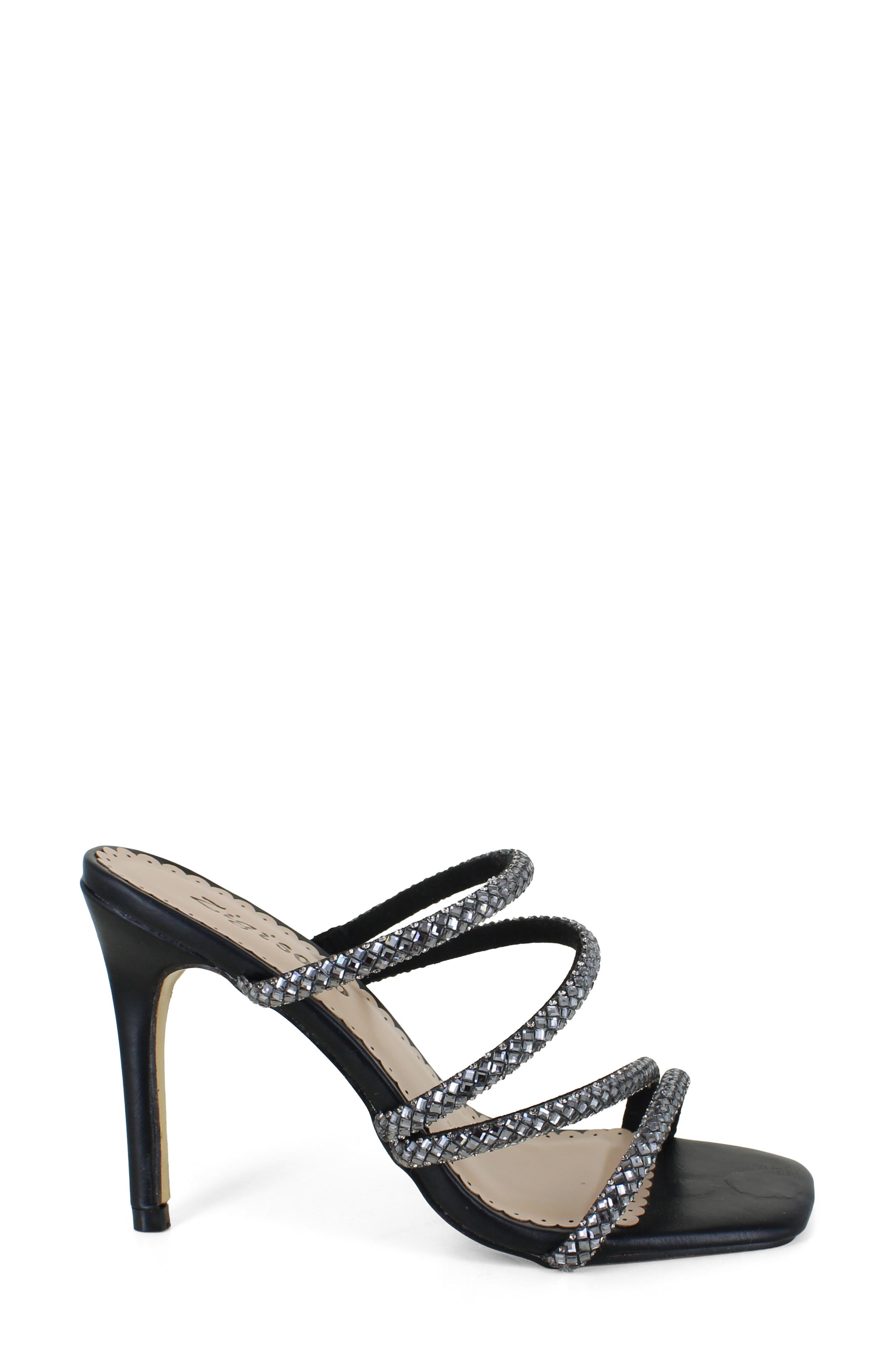 ZIGISOHO Rhinestone Strap Stiletto Sandal, Alternate, color, Black Suedette