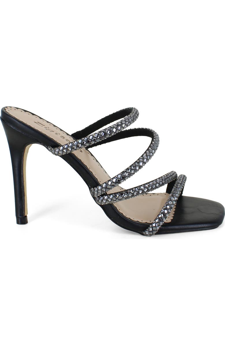 ZIGISOHO Rhinestone Strap Stiletto Sandal, Alternate, color, Black Suedette