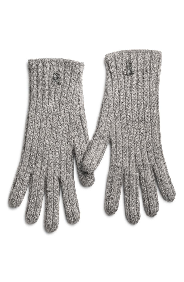 Ruslan Baginskiy Monogram Embroidered Merino Wool Gloves, Main, color, Grey