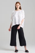 Natori Embroidered Linen Caftan Top