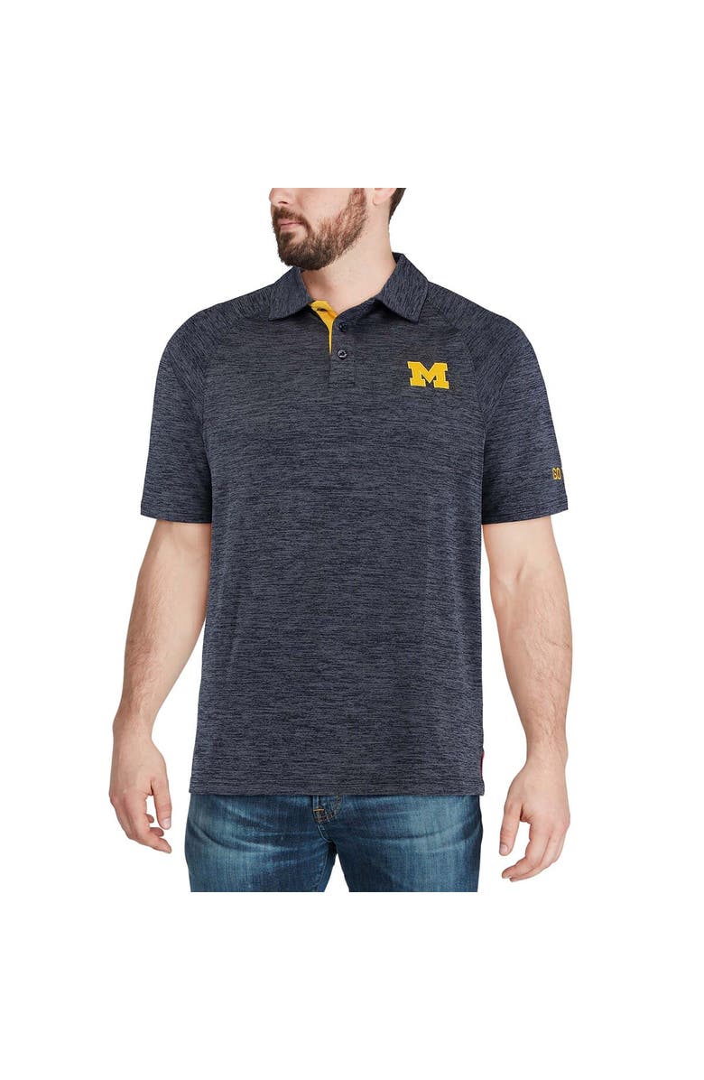 COLOSSEUM Men's Colosseum Navy Michigan Wolverines Down Swing Polo, Alternate, color, Heather Navy