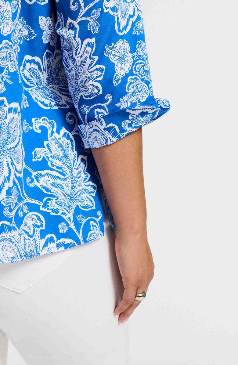 Foxcroft Vena Print Top, Alternate, color, Cobalt Blue/ White