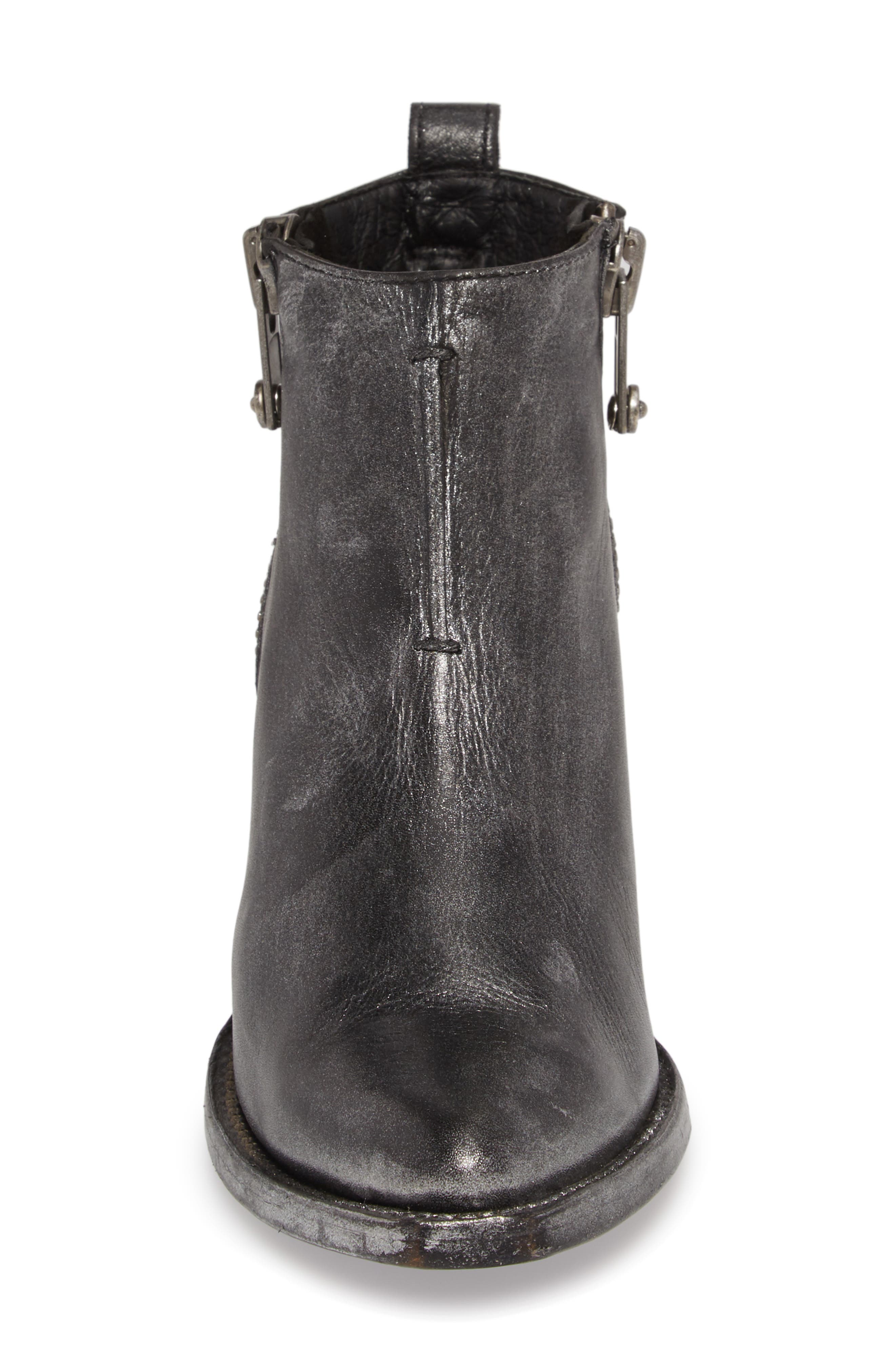 Sacha Moto Short Bootie, Alternate, color, BLACK METALLIC LEATHER