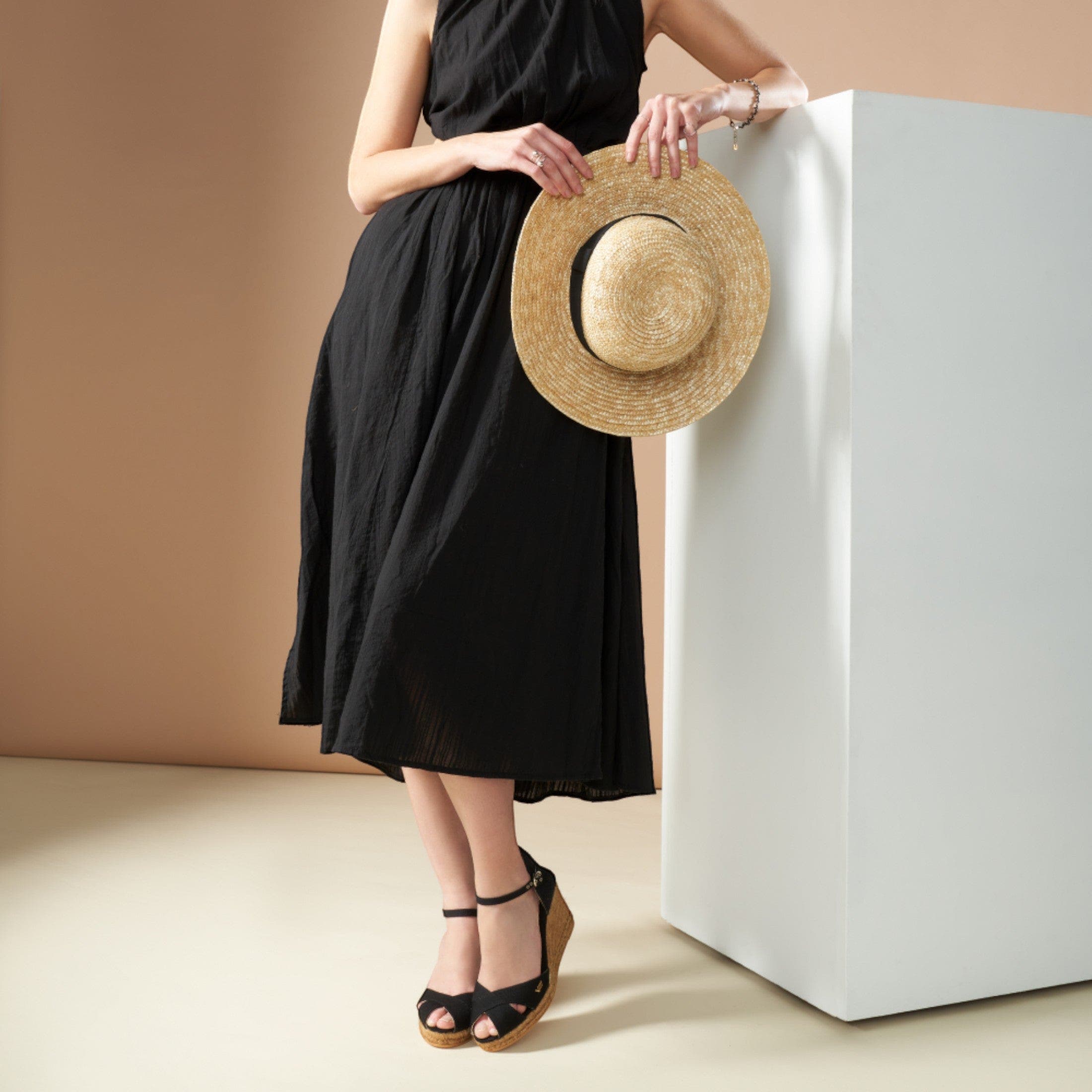 VISCATA Aiguablava Canvas Espadrille Sandal Wedges, Alternate, color, Black