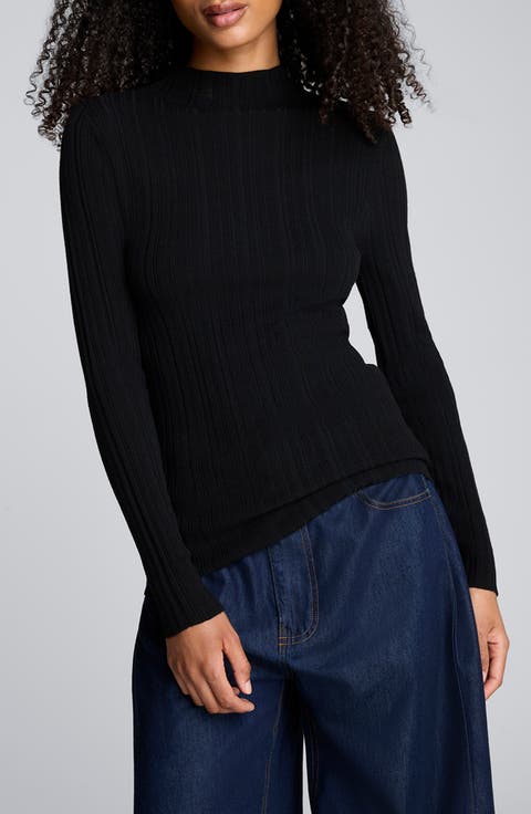 Variegated Rib Mock Neck Sweater