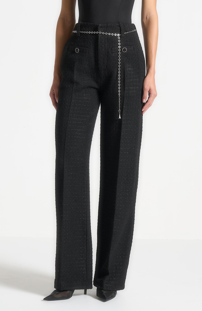Manière De Voir Nathalie Tweed Trousers with Belt, Alternate, color, Black