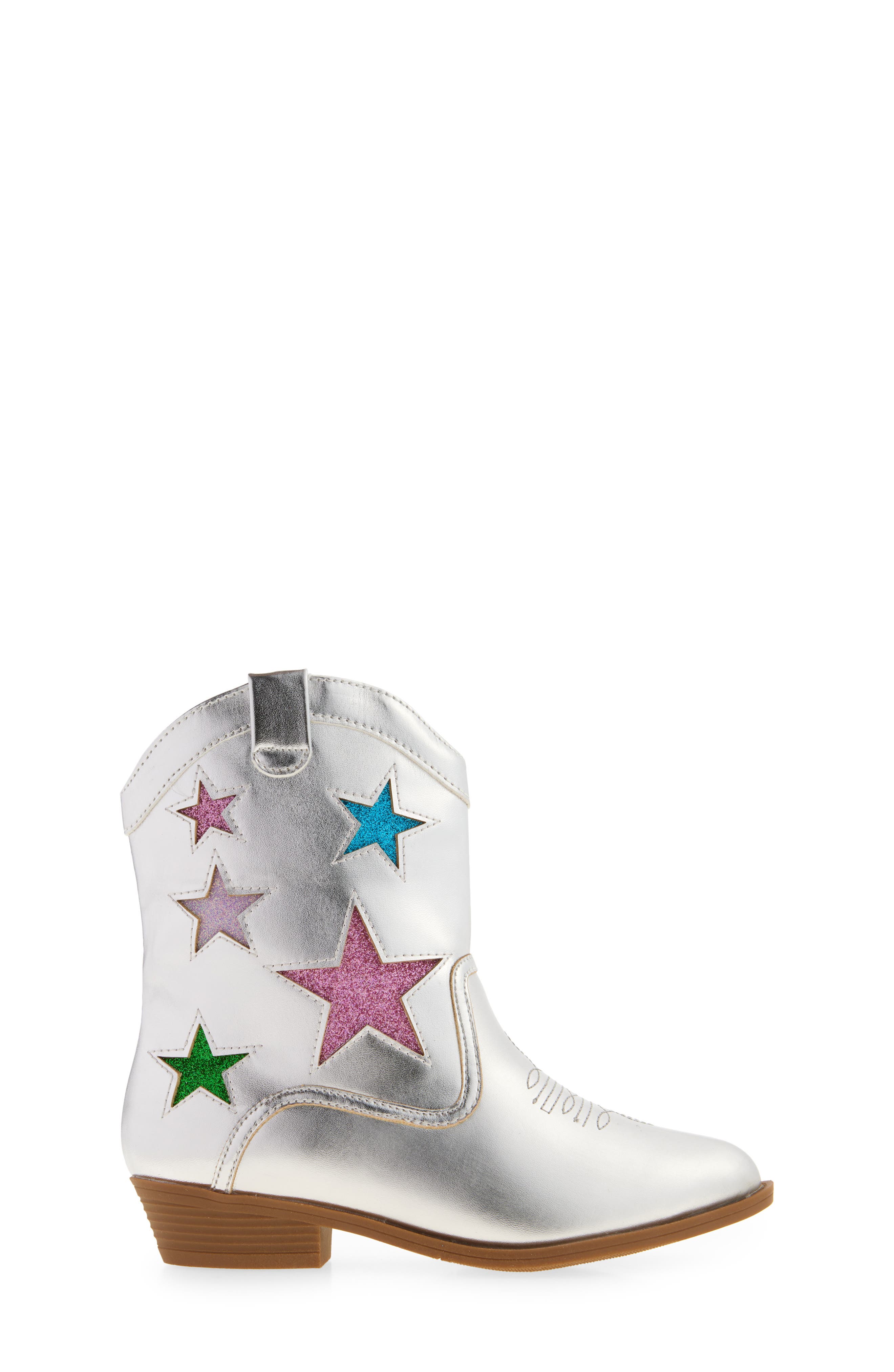 Tucker + Tate Kids' Corra Star Western Boot, Alternate, color, Silver Metallic