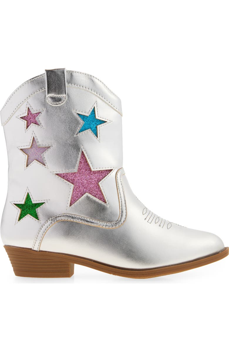 Tucker + Tate Kids' Corra Star Western Boot, Alternate, color, Silver Metallic