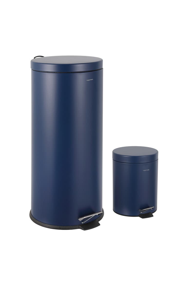 Oscar 8-Gallon Step-Open Trash Can with FREE Mini Trash Can, Main, color, Denim Blue