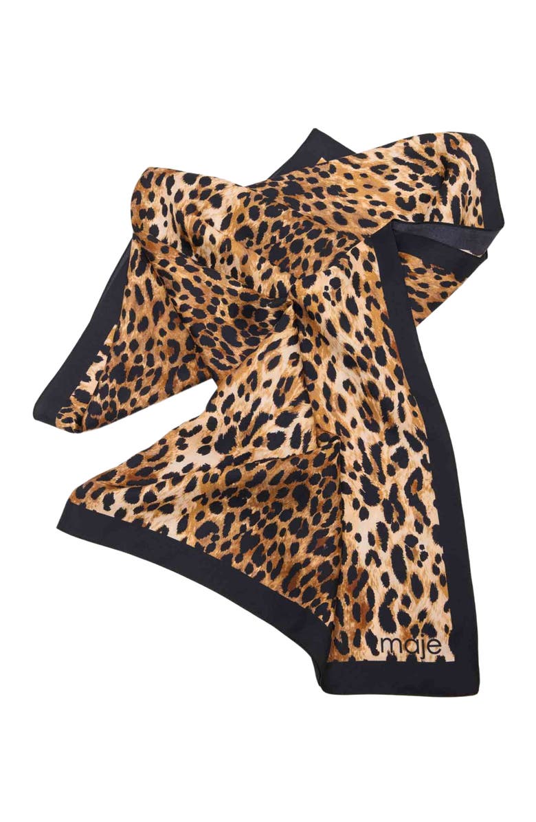 maje Leopard print scarf, Alternate, color, 