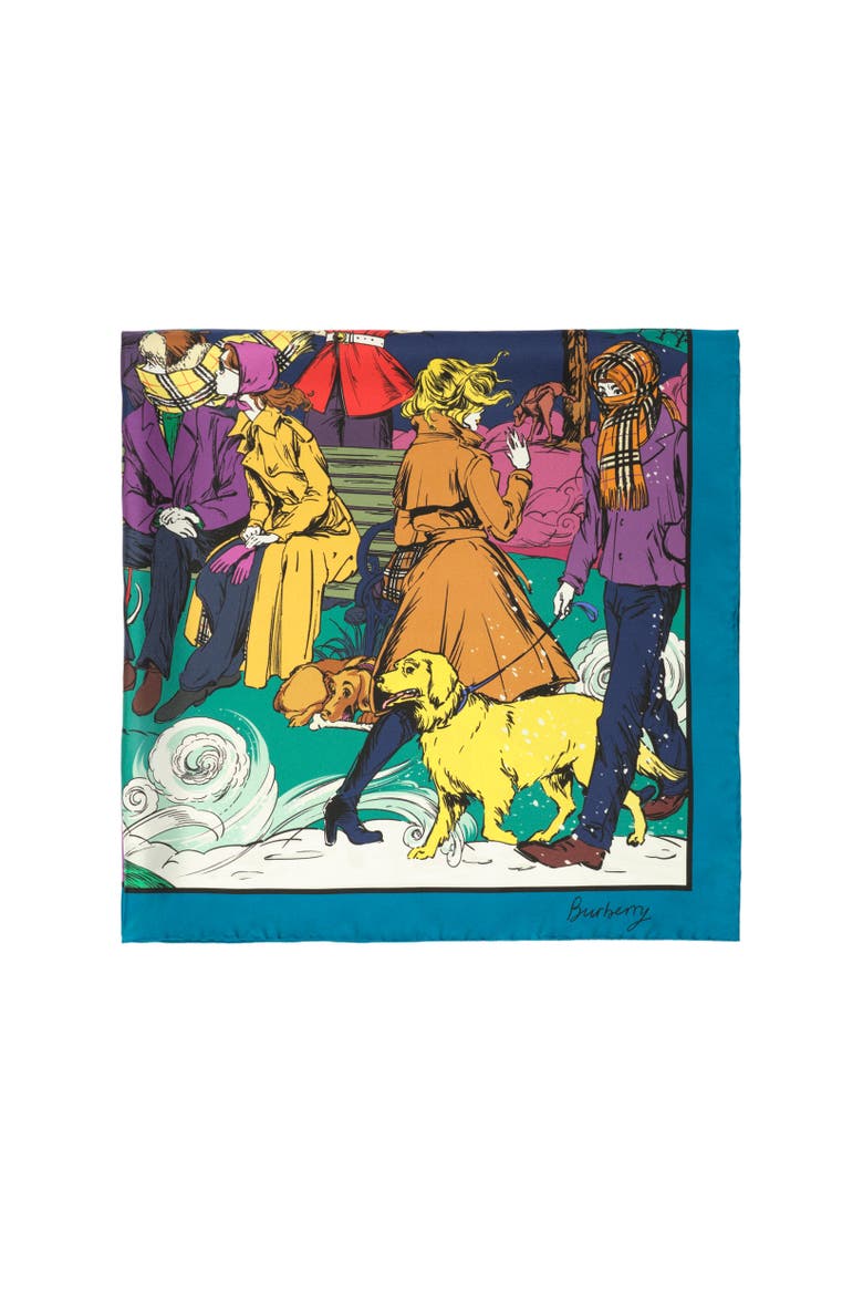 London Park Silk Scarf, Alternate, color, Bright teal