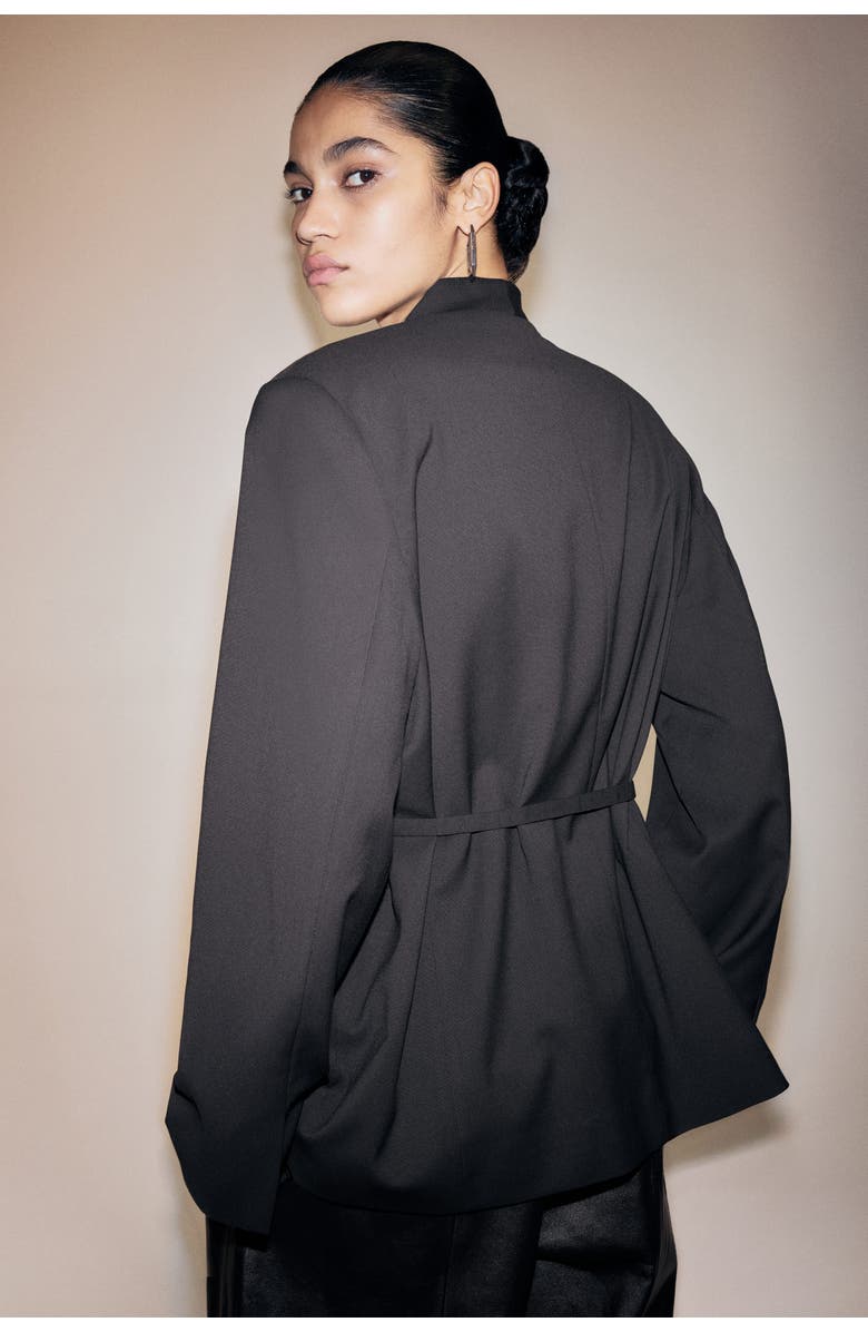H&M Belted Blazer, Alternate, color, Black