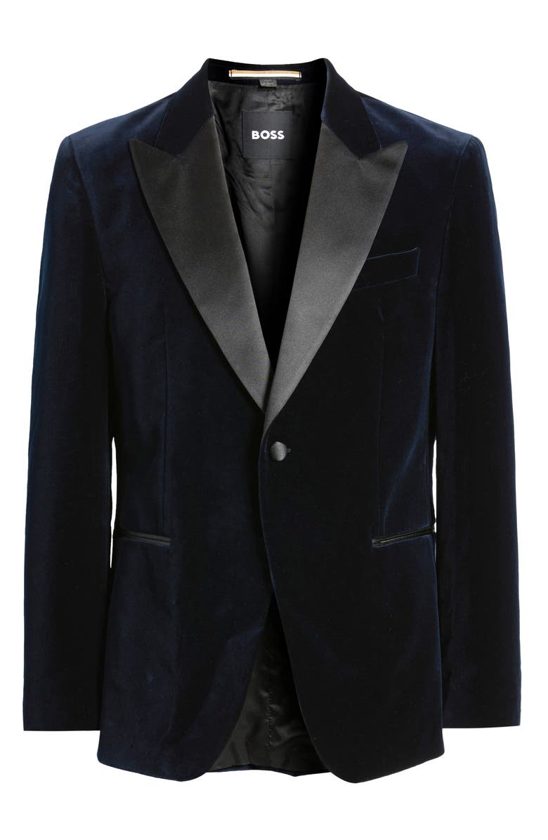 BOSS Hutson Cotton Velvet Dinner Jacket, Alternate, color, Dark Blue