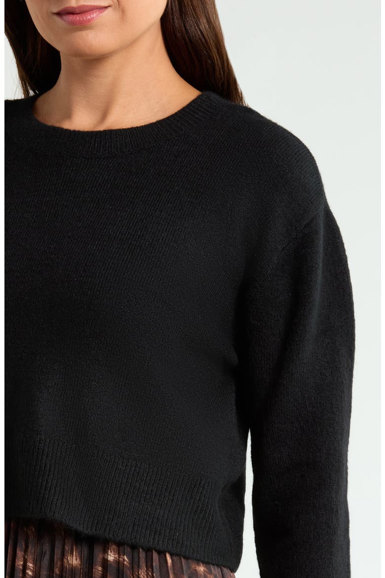Pleated Slipdress with Sweater, Alternate, color, RICH BLACK