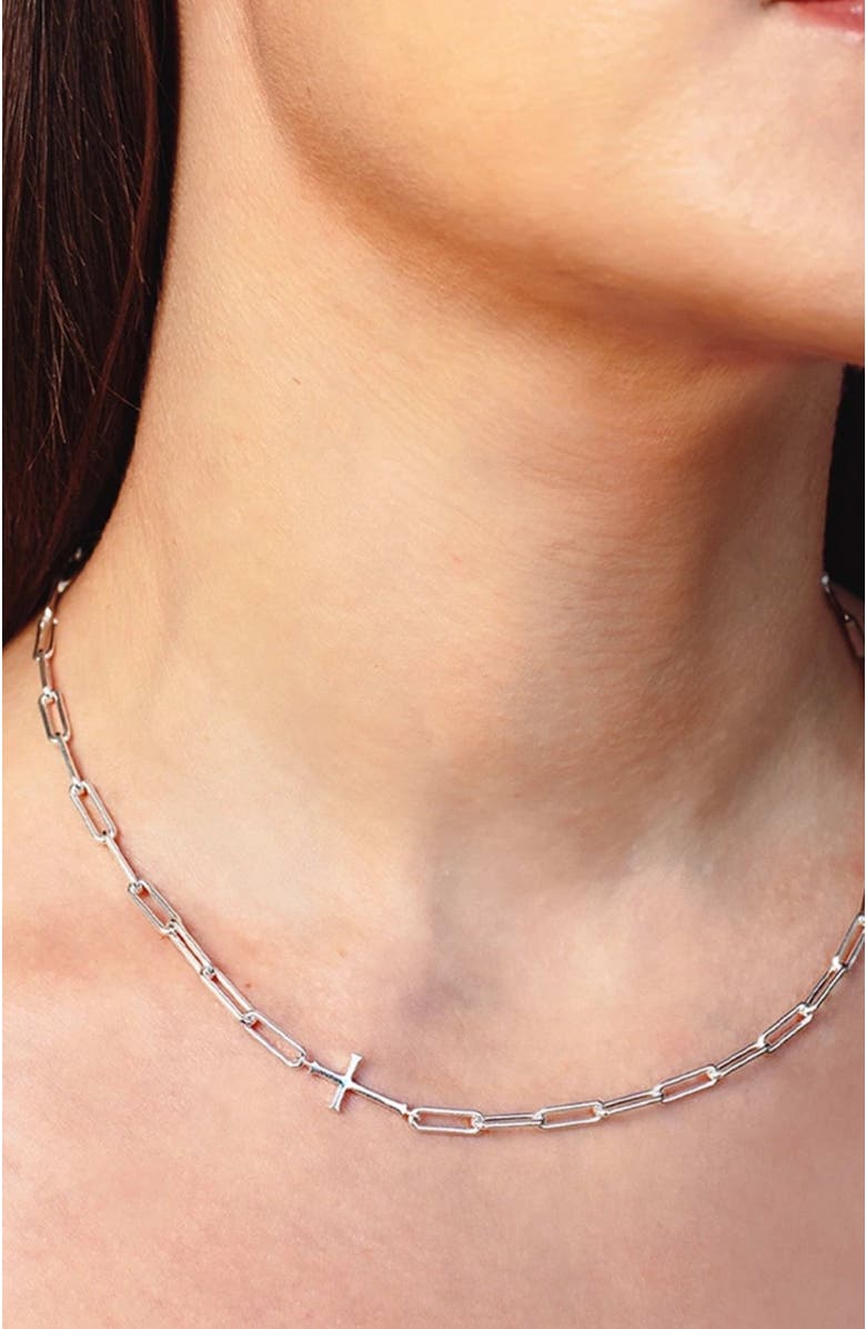 Rizen Jewelry Chain Breaker Cross Necklace, Alternate, color, Sterling Silver