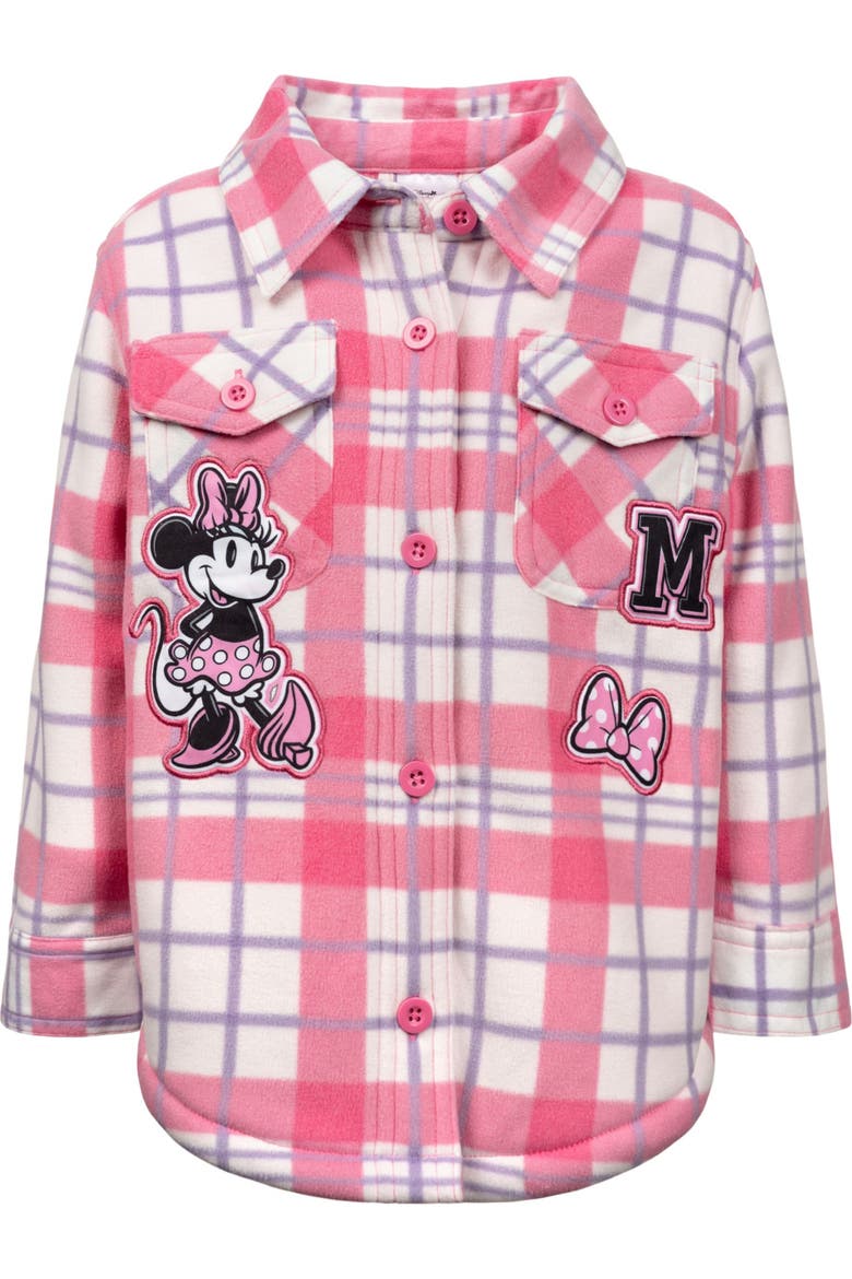 Minnie Mouse Fleece Shacket, Main, color, Pink Plaid Minnie
