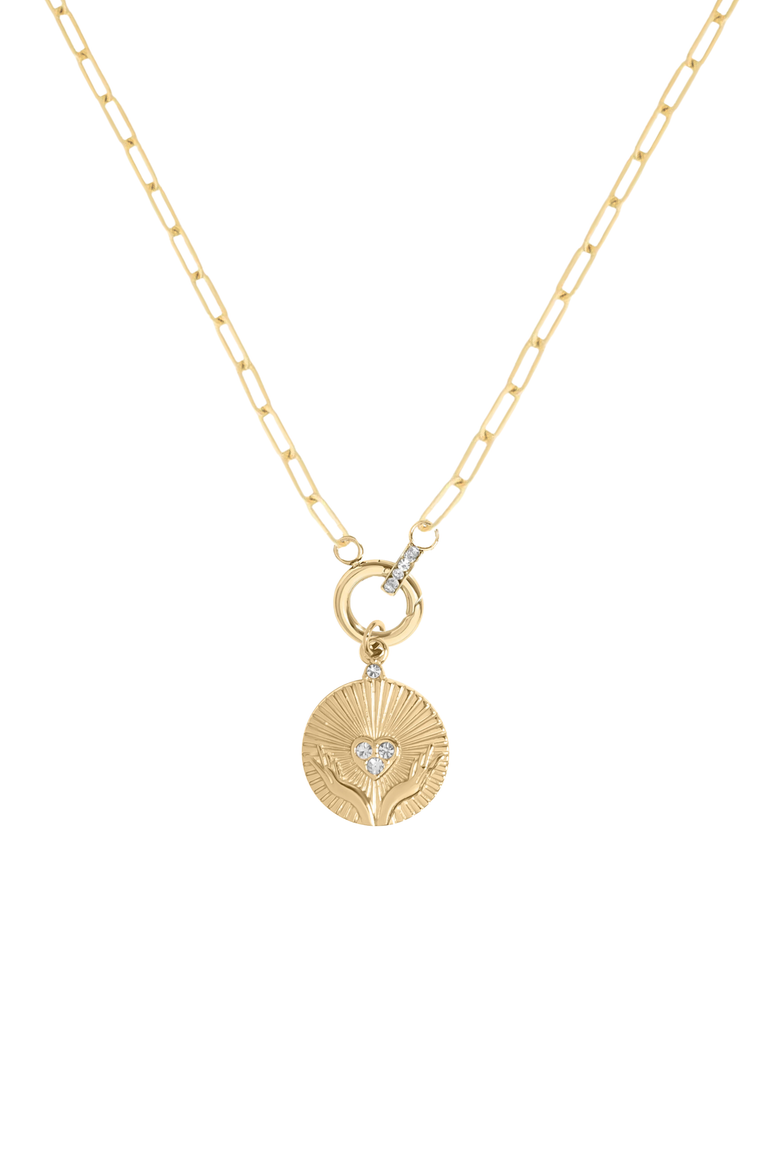 open hands charm 14k gold filled necklace, Main, color, Gold