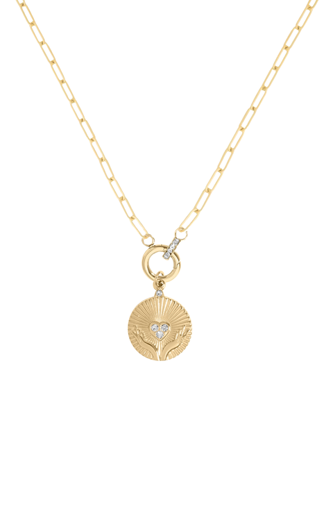 open hands charm 14k gold filled necklace