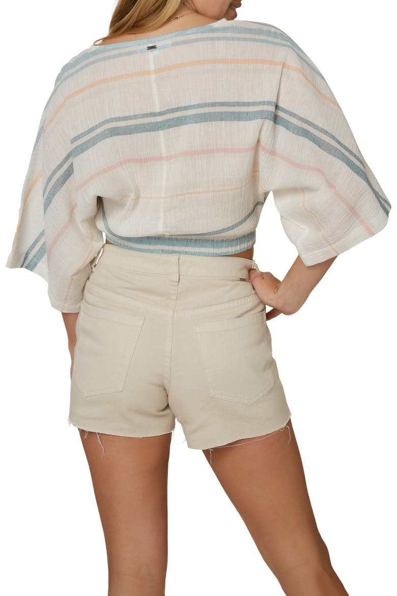 Dottie Stripe Woven Faux Wrap Top, Alternate, color, WINTER WHITE