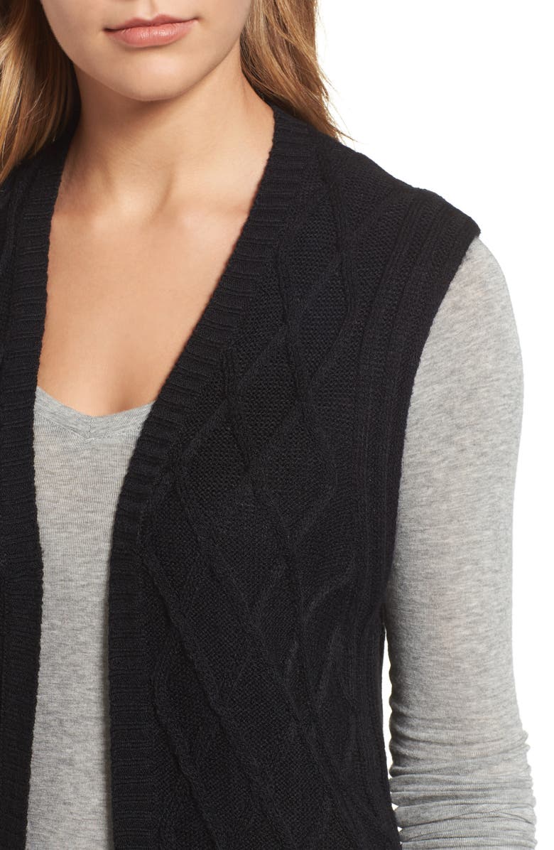 Halogen<sup>®</sup> Cable Stitch Long Sweater Vest, Alternate, color, 