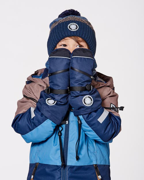 Deux Par Deux Kids Gender Inclusive Winter Mittens Teknik In Blue