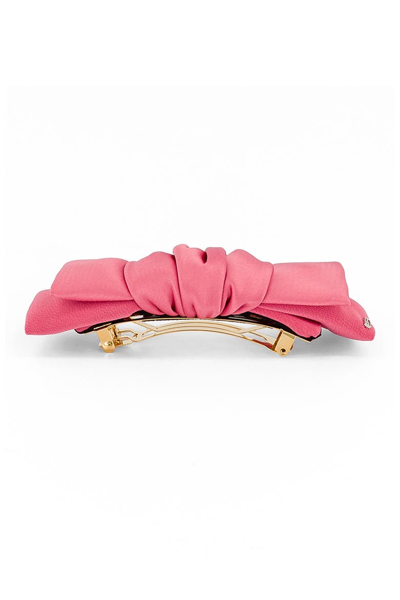 Silk bow hair barette, Alternate, color, pink