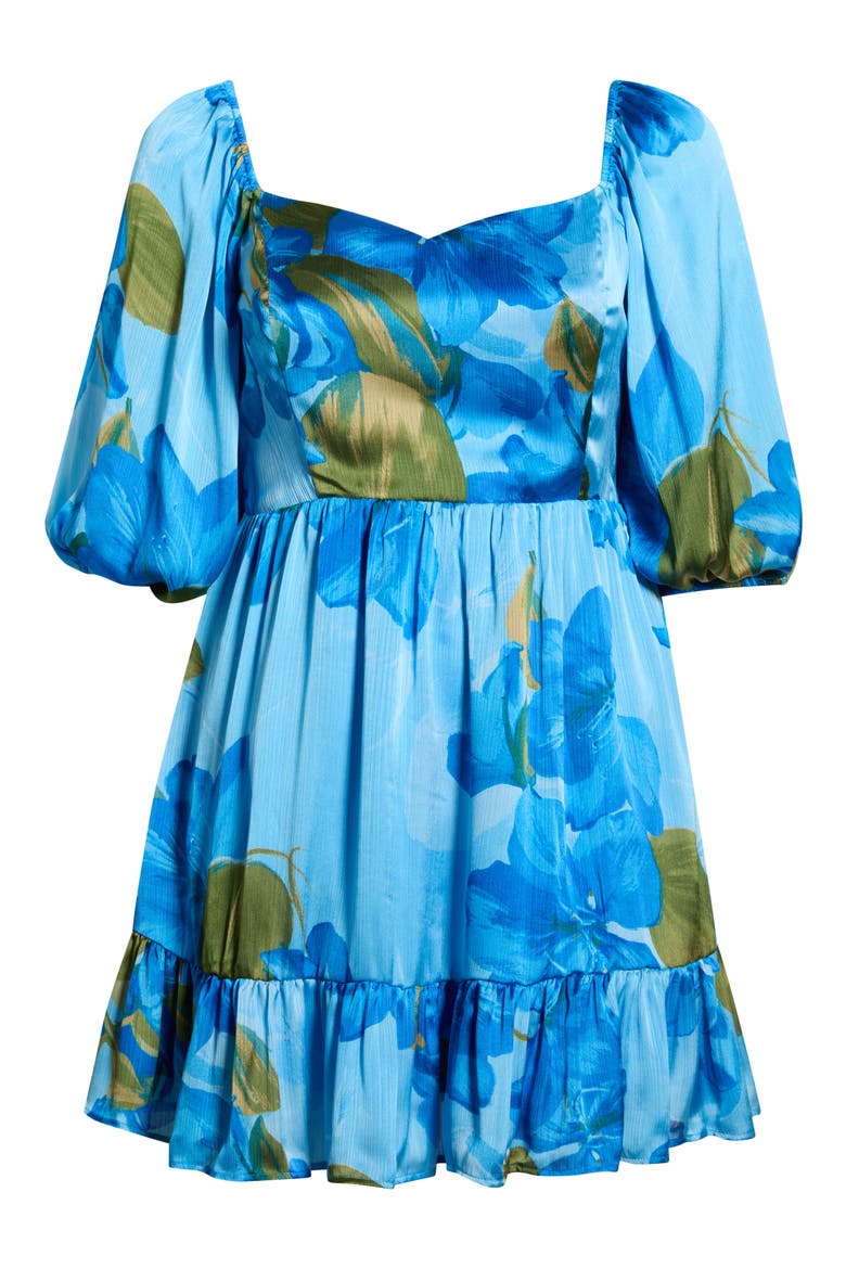 Neiva Floral Evy Sweetheart Minidress, Alternate, color, BLUE-GREEN