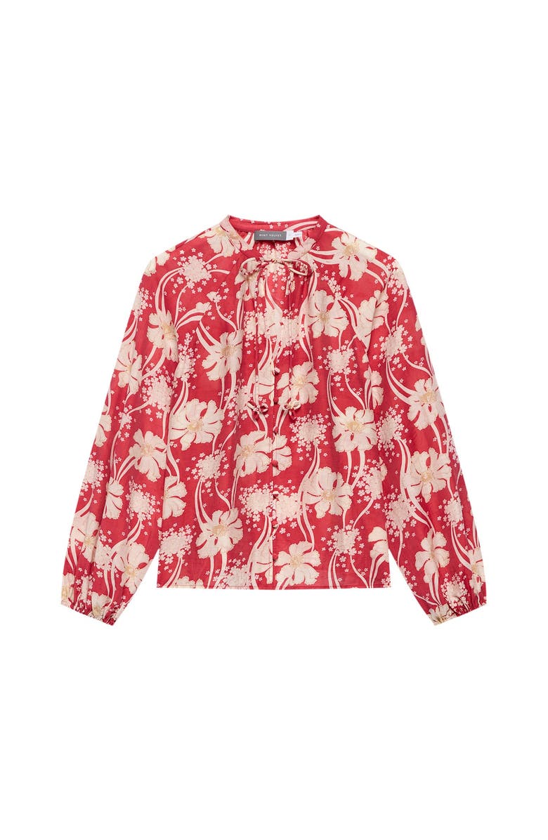 MINT VELVET Floral Tie Neck Long Sleeve Blouse, Alternate, color, Red