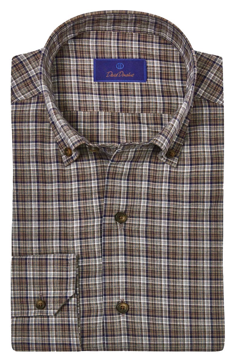 David Donahue Plaid Twill Sport Shirt, Main, color, 