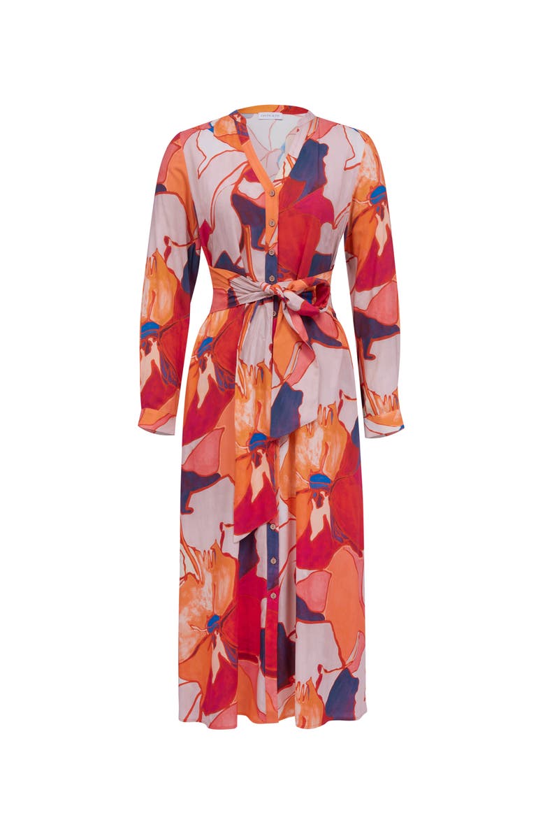 Celtic & Co. Tie Front Midi Dress, Alternate, color, Oge Abstract Floral