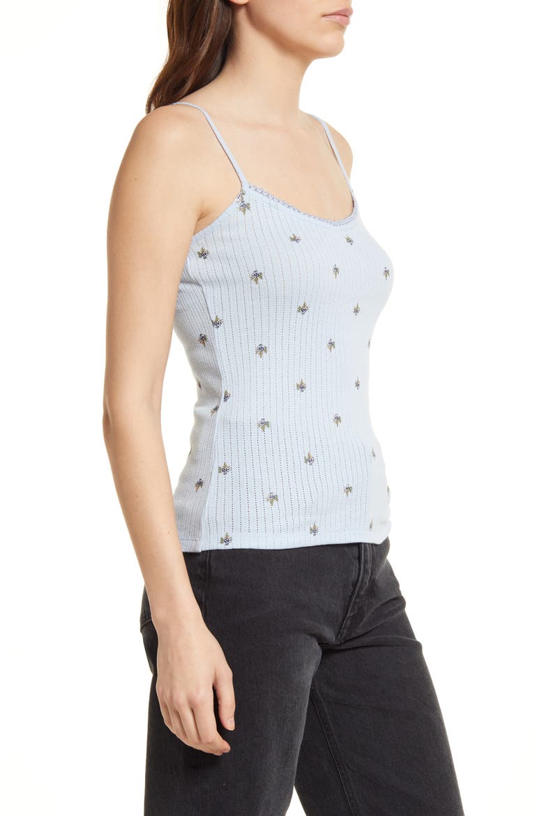 Pointelle Camisole, Alternate, color, BLUE SKYWAY MINIBLOOM