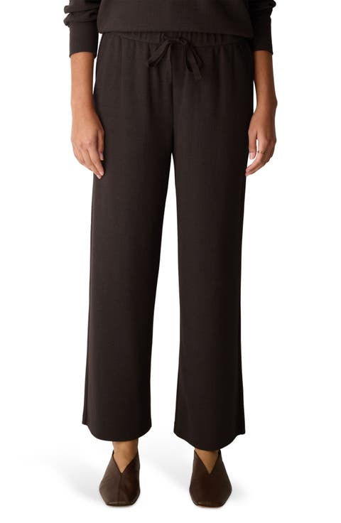 Organic Cotton Blend Ankle Wide Leg Drawstring Pants