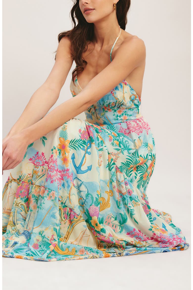 Print Halter Maxi Dress, Alternate, color, IVORY MULTI