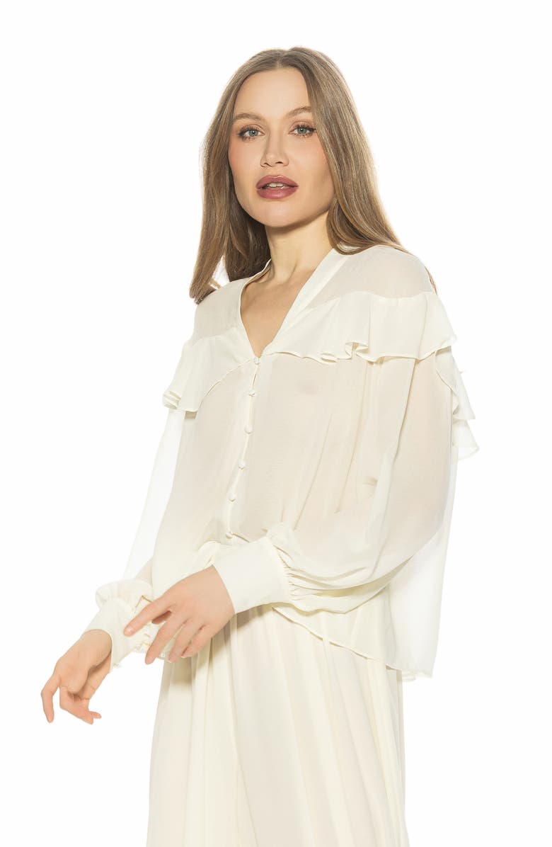 Alexia Admor Solace Ruffle Long Sleeve Button-Up Top, Alternate, color, Ivory