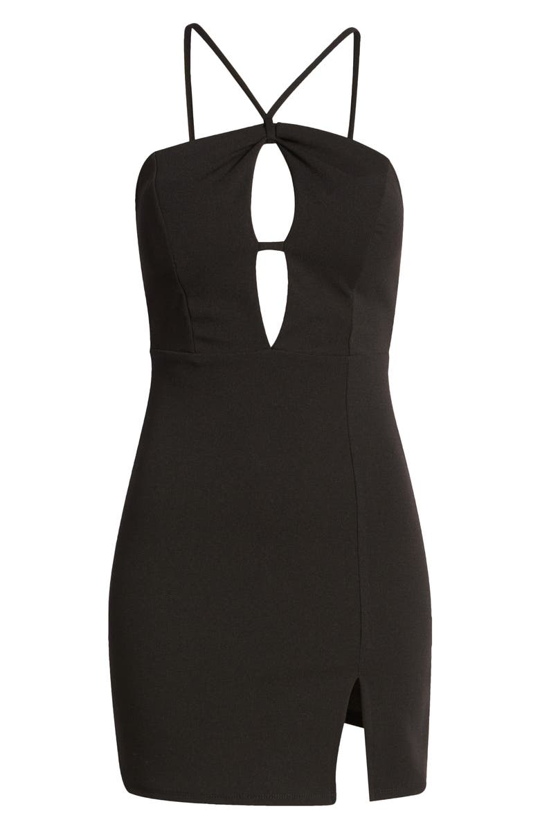 LOVE, NICKIE LEW Halter Neck Cutout Body-Con Dress, Alternate, color, 