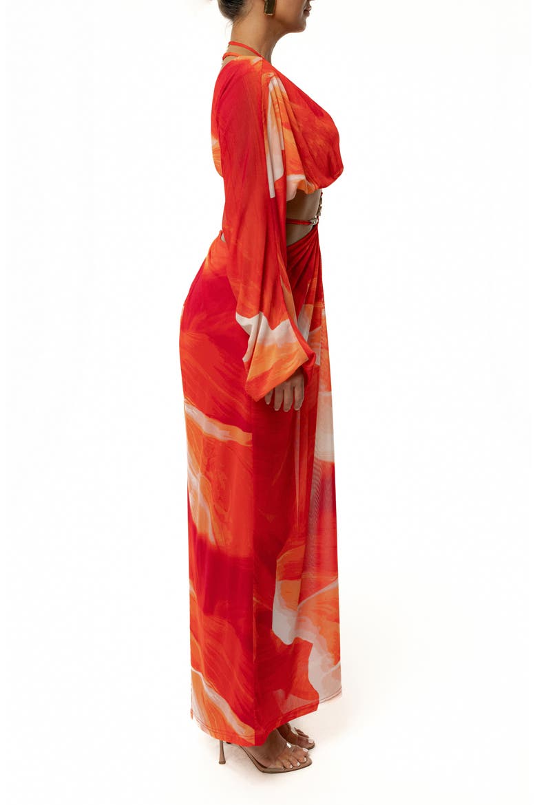 Hera Drape Maxi Skirt, Alternate, color, RED