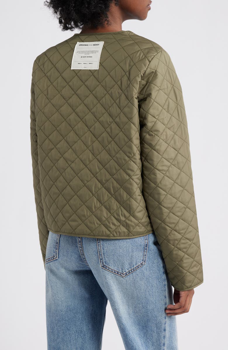 Noisy may Bow Diamond Quilted Liner Jacket, Alternate, color, 