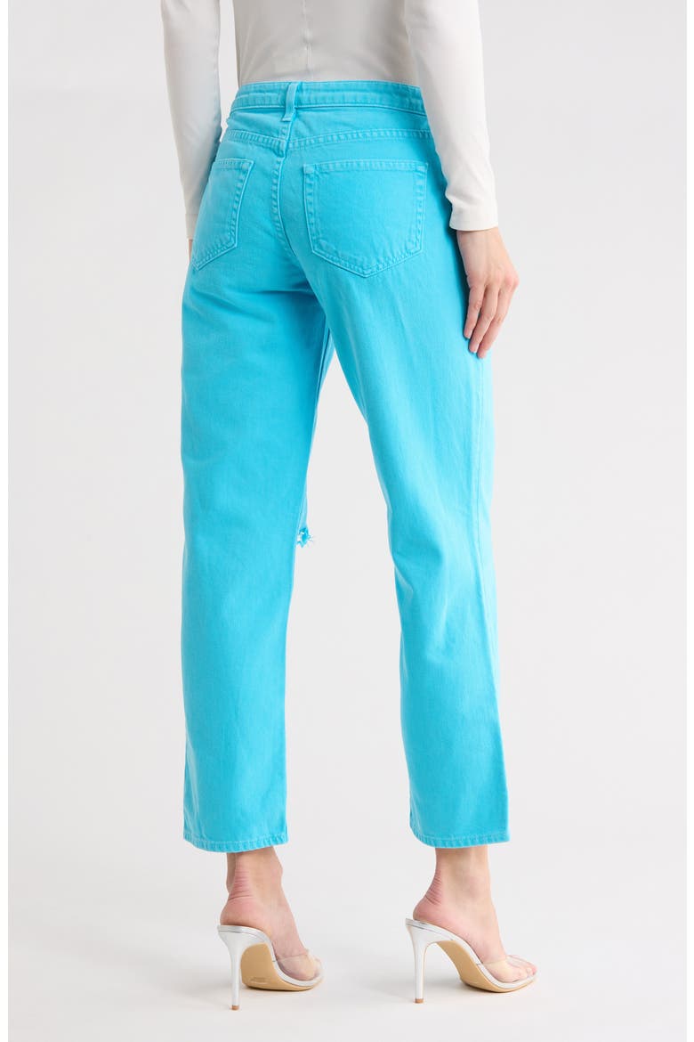 Nevia Mid Rise Slouchy Straight Leg Jeans, Alternate, color, AQUA DISTRESS DEST